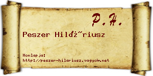 Peszer Hiláriusz névjegykártya